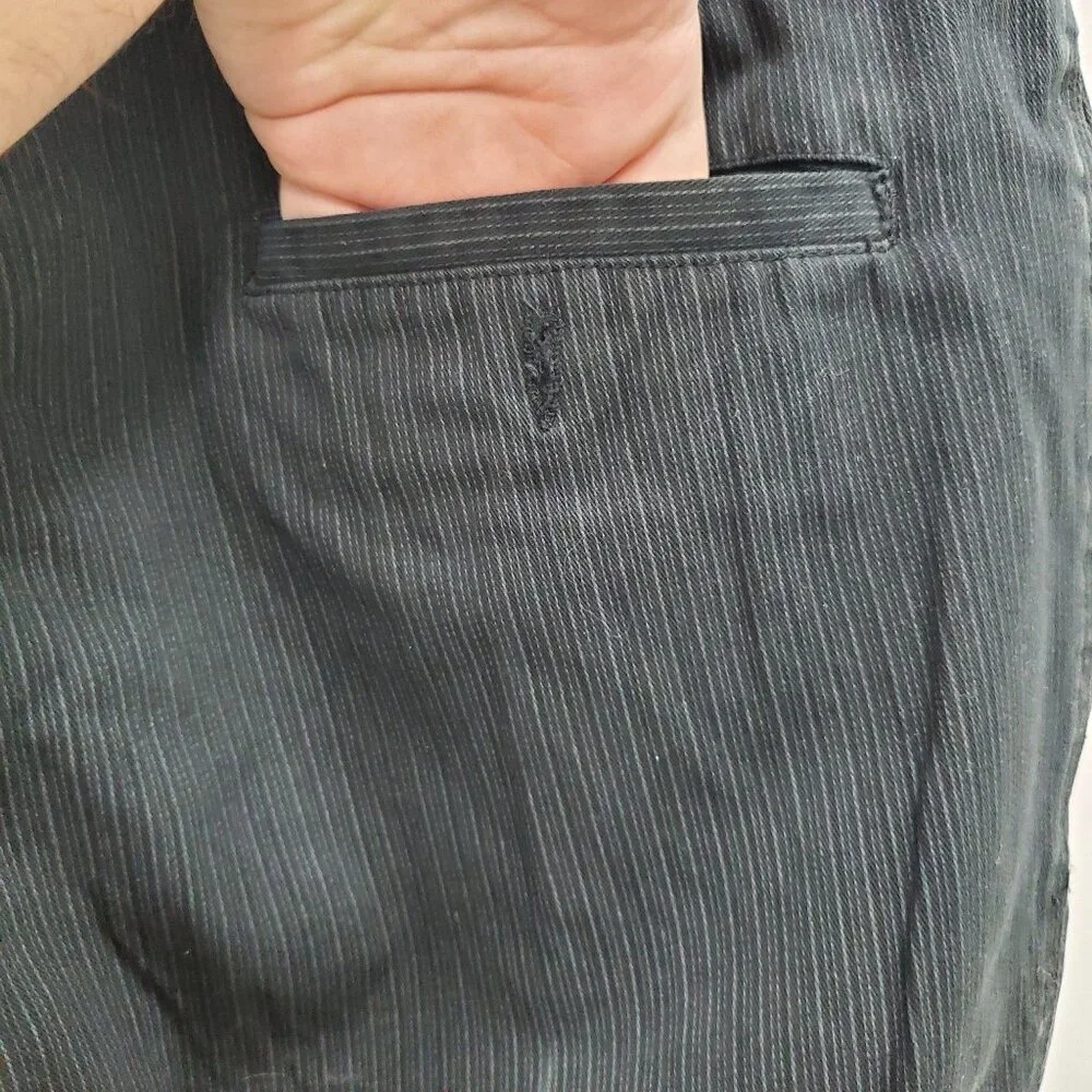 Point Zero Dimension Men's Y2K Black Pinstripe Flat Front Khaki Chino Pant 34x34